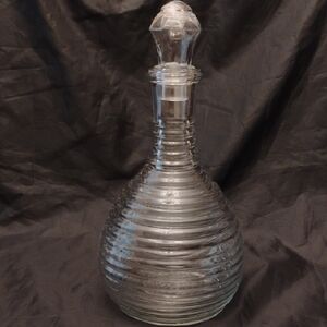 Vintage Clear Glass Ribbed Decanter